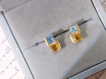 18K GOLD YELLOW SAPPHIRE TOPAZ EARRING | Gept0004