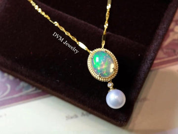 需訂製18K GOLD OPAL&PEARL PENDANT | Gpo0005