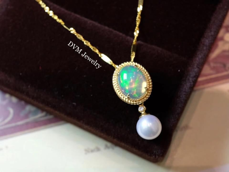 需訂製18K GOLD OPAL&PEARL PENDANT | Gpo0005